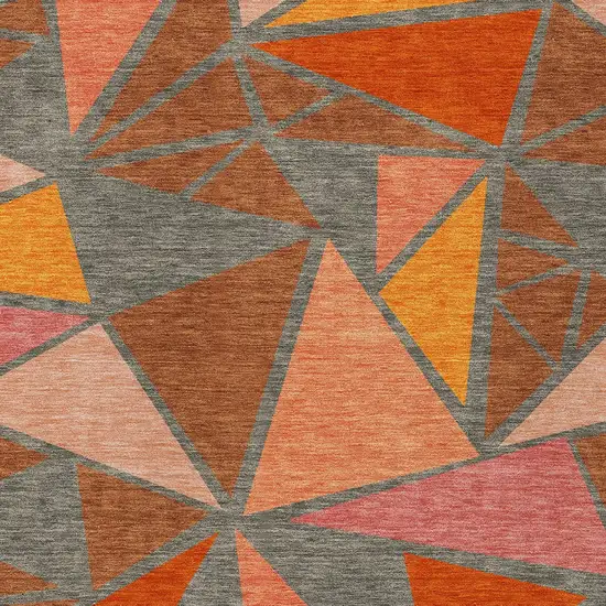 Rust Gray And Pink Geometric Washable Indoor Outdoor Area Rug Photo 7