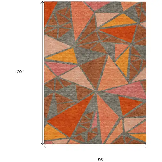 Rust Gray And Pink Geometric Washable Indoor Outdoor Area Rug Photo 3