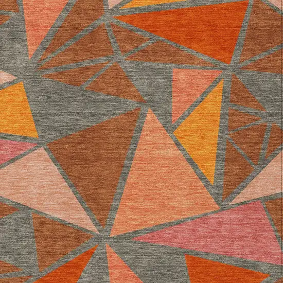 Rust Gray And Pink Geometric Washable Indoor Outdoor Area Rug Photo 7