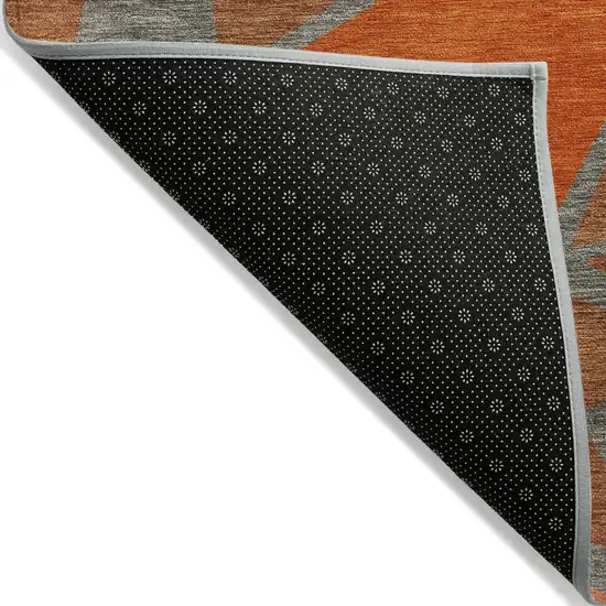 Rust Gray And Pink Geometric Washable Indoor Outdoor Area Rug Photo 6