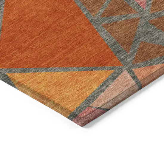 Rust Gray And Pink Geometric Washable Indoor Outdoor Area Rug Photo 4