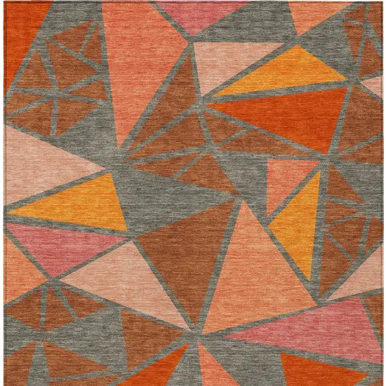 Rust Gray And Pink Geometric Washable Indoor Outdoor Area Rug Photo 8