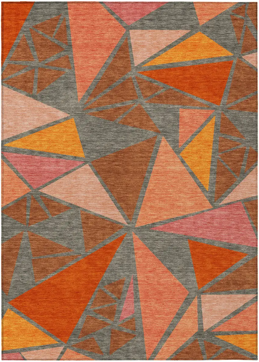 Rust Gray And Pink Geometric Washable Indoor Outdoor Area Rug Photo 2