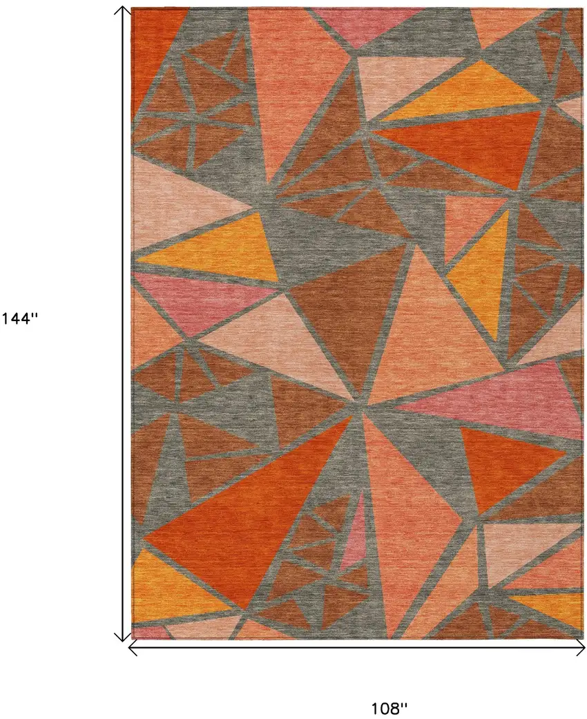 Rust Gray And Pink Geometric Washable Indoor Outdoor Area Rug Photo 3