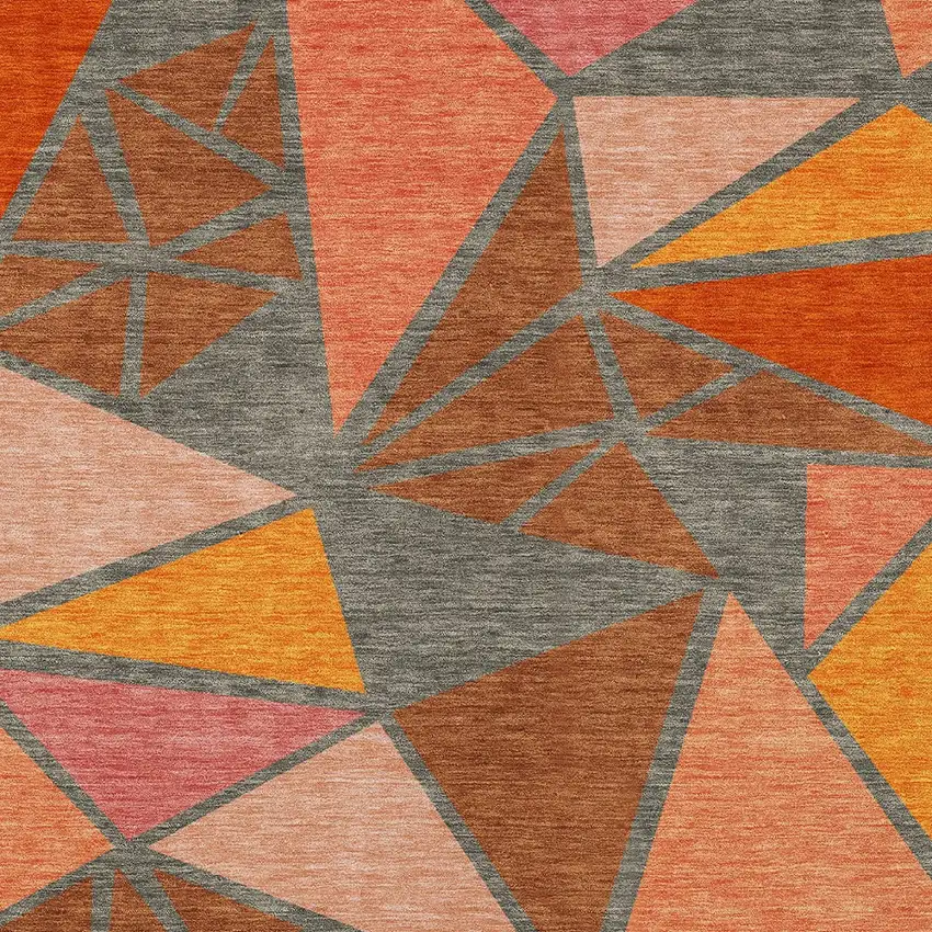 Rust Gray And Pink Geometric Washable Indoor Outdoor Area Rug Photo 7