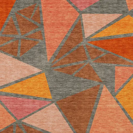 Rust Gray And Pink Geometric Washable Indoor Outdoor Area Rug Photo 7