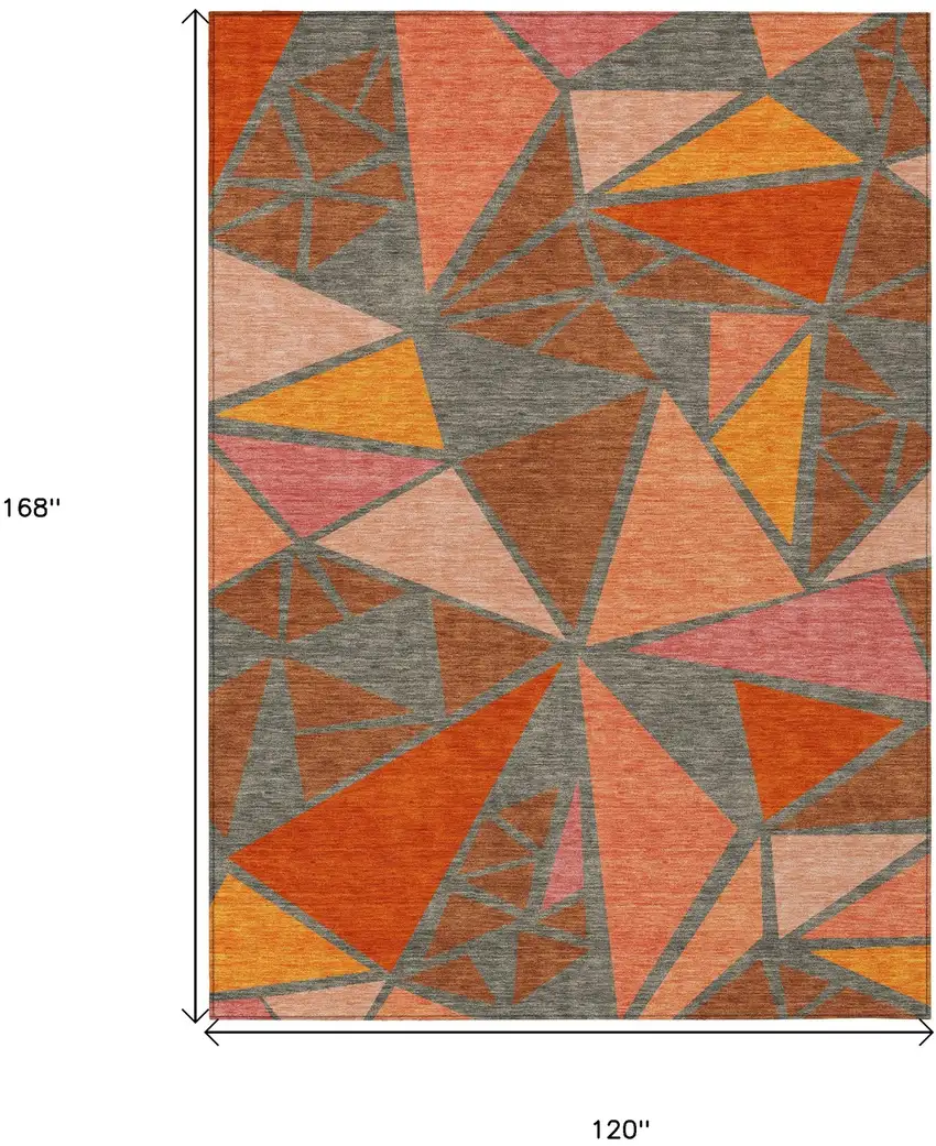Rust Gray And Pink Geometric Washable Indoor Outdoor Area Rug Photo 3
