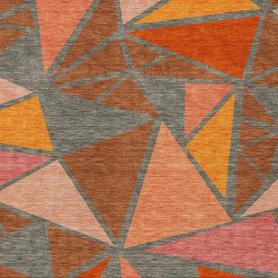 Rust Gray And Pink Geometric Washable Indoor Outdoor Area Rug Photo 7