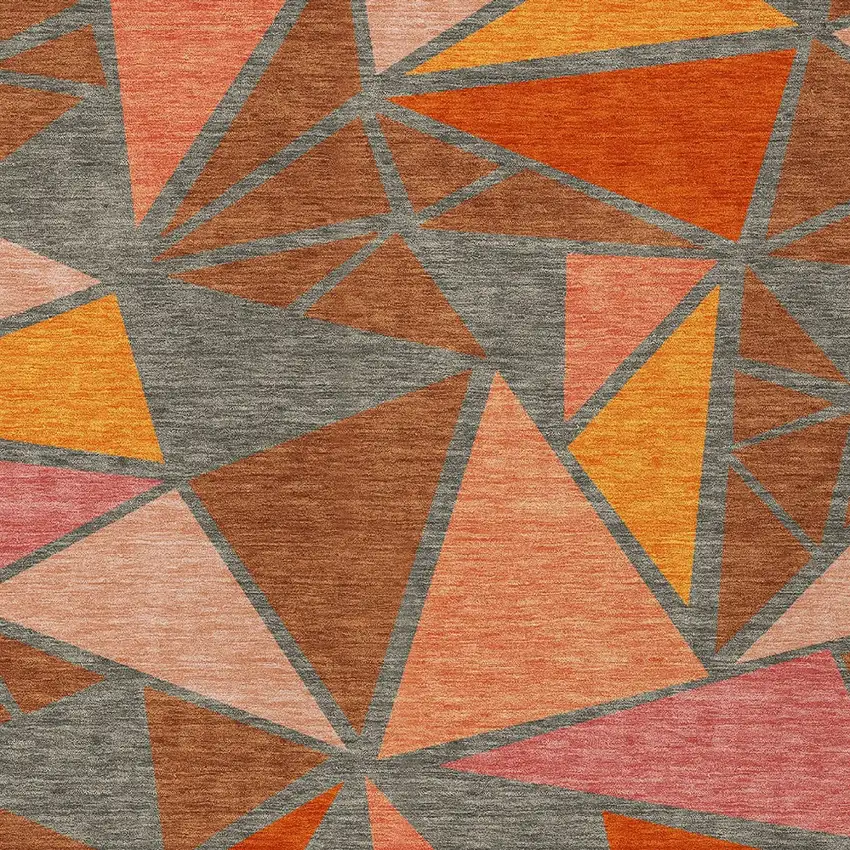 Rust Gray And Pink Geometric Washable Indoor Outdoor Area Rug Photo 7