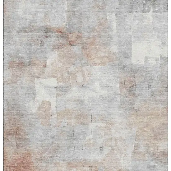 Rust Gray And Silver Abstract Washable Area Rug With UV Protection Photo 2