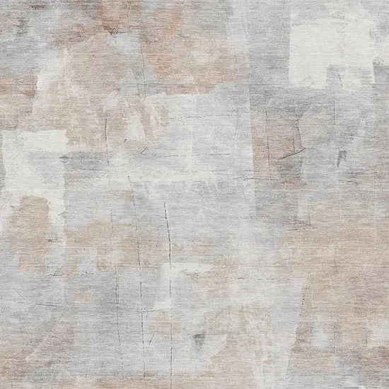 Rust Gray And Silver Abstract Washable Area Rug With UV Protection Photo 2
