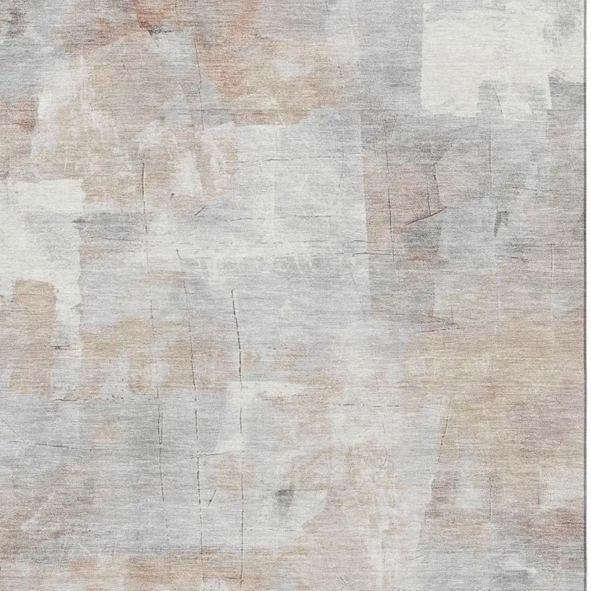 Rust Gray And Silver Abstract Washable Area Rug With UV Protection Photo 2