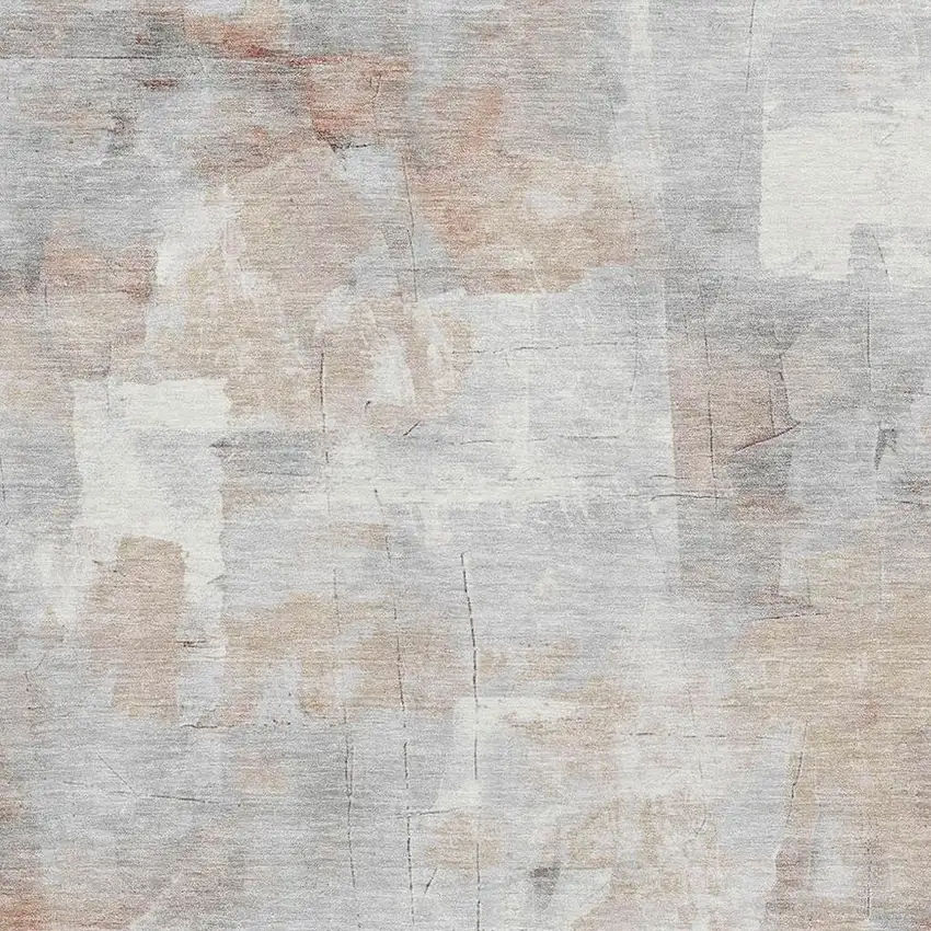 Rust Gray And Silver Abstract Washable Area Rug With UV Protection Photo 3