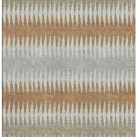 Rust Gray And Silver Striped Washable Area Rug With UV Protection Photo 4