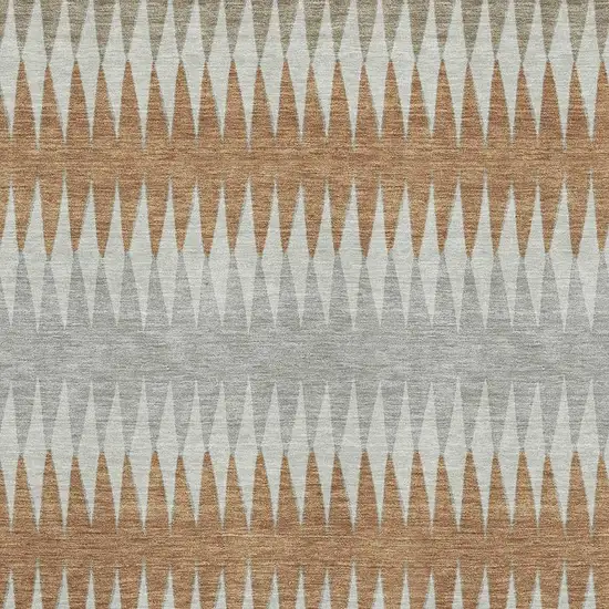 Rust Gray And Silver Striped Washable Area Rug With UV Protection Photo 3