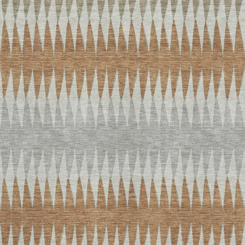 Rust Gray And Silver Striped Washable Area Rug With UV Protection Photo 3