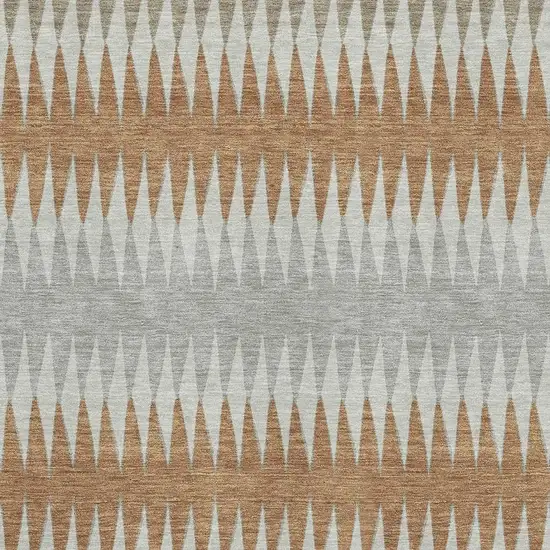 Rust Gray And Silver Striped Washable Area Rug With UV Protection Photo 3