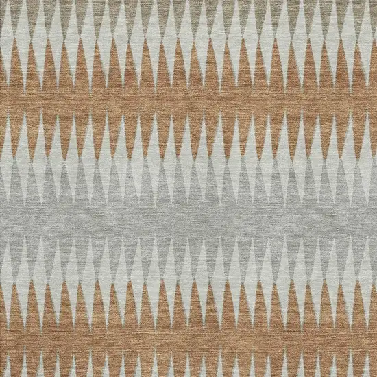 Rust Gray And Silver Striped Washable Area Rug With UV Protection Photo 3