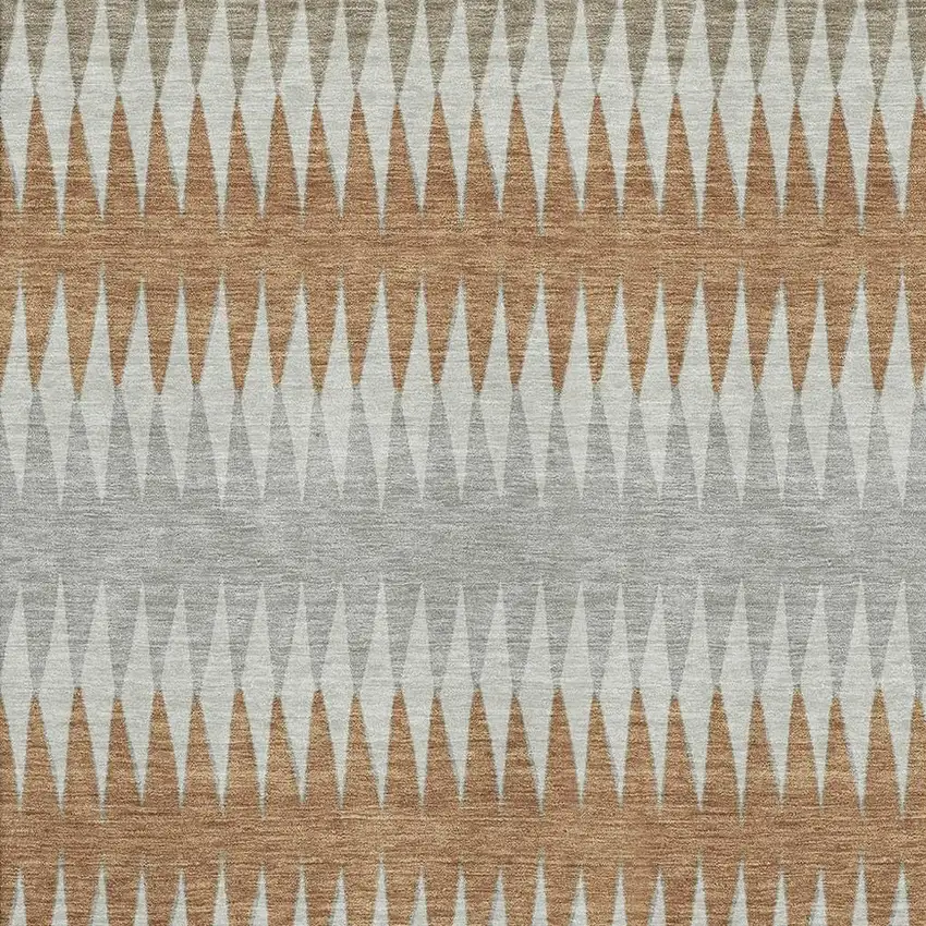 Rust Gray And Silver Striped Washable Area Rug With UV Protection Photo 3