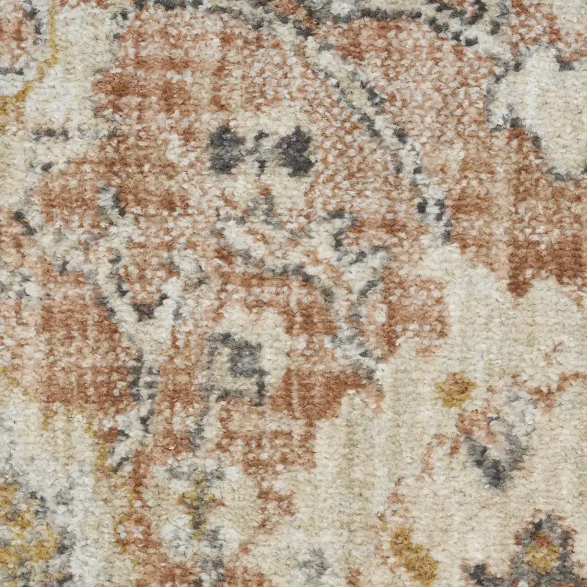 Rust Green And Black Floral Distressed Area Rug Photo 3