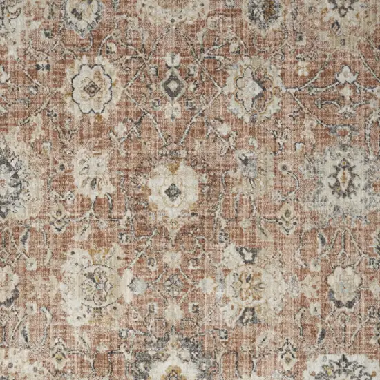 Rust Green And Black Floral Distressed Area Rug Photo 8