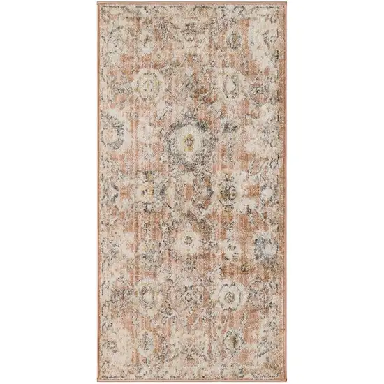 Rust Green And Black Floral Distressed Area Rug Photo 2