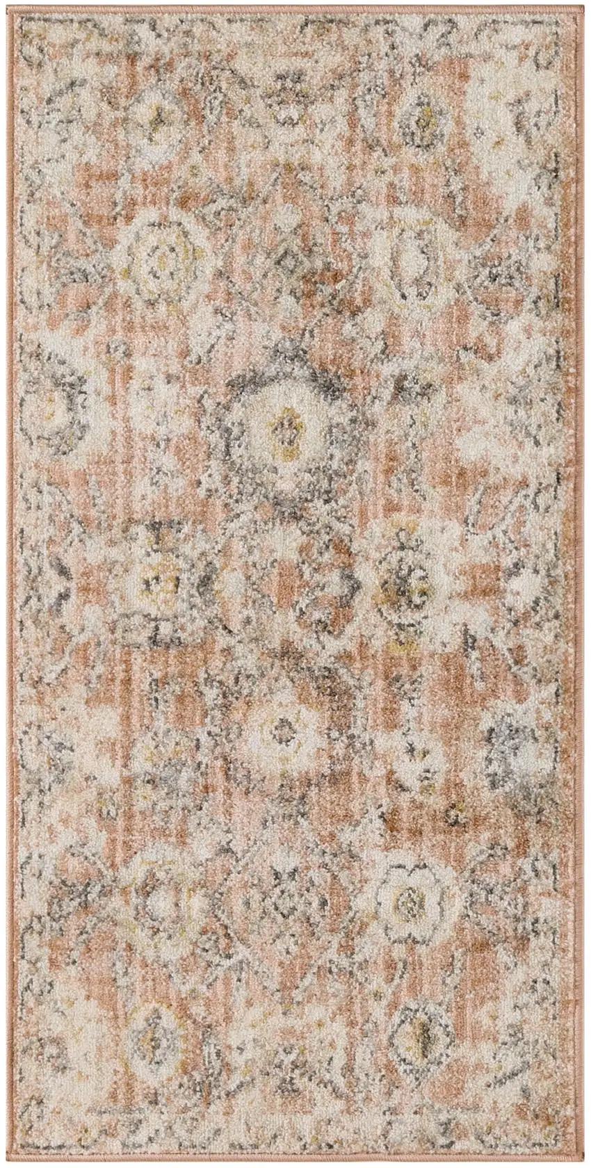 Rust Green And Black Floral Distressed Area Rug Photo 2