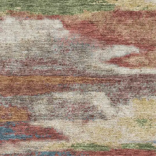 Rust Green And Gold Abstract Washable Area Rug With UV Protection Photo 3