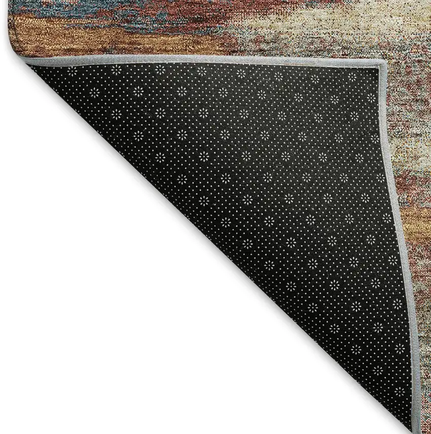 Rust Green And Gold Abstract Washable Area Rug With UV Protection Photo 7