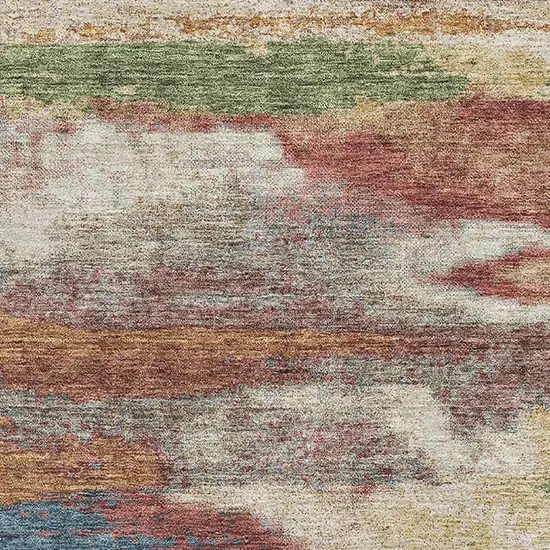Rust Green And Gold Abstract Washable Area Rug With UV Protection Photo 3