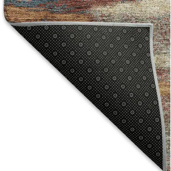 Rust Green And Gold Abstract Washable Area Rug With UV Protection Photo 6