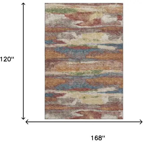 Rust Green And Gold Abstract Washable Area Rug With UV Protection Photo 8