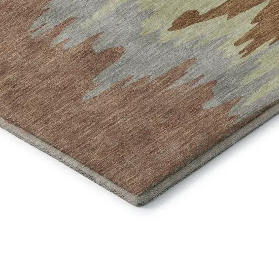Rust Green And Gray Abstract Washable Area Rug With UV Protection Photo 8