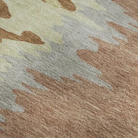 Rust Green And Gray Abstract Washable Area Rug With UV Protection Photo 3