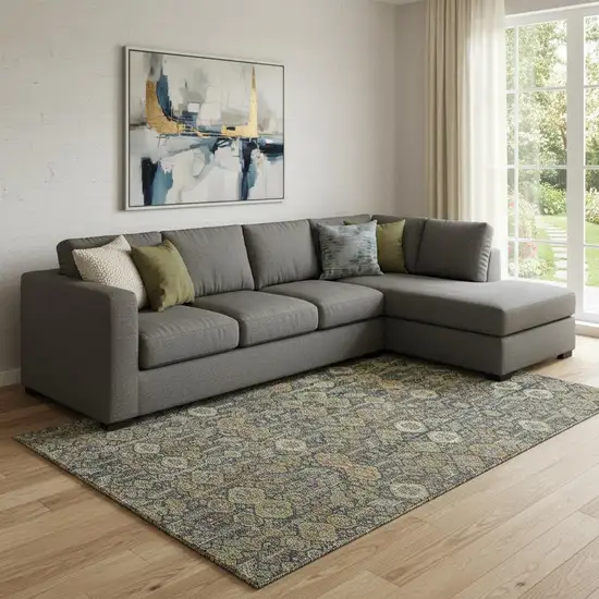 Rust Green And Gray Tribal Washable Area Rug With UV Protection Photo 1