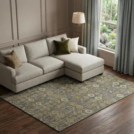 Rust Green And Gray Tribal Washable Area Rug With UV Protection Photo 1