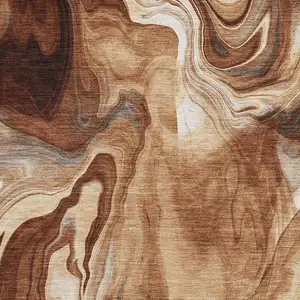 Photo of Rust Ivory And Beige Abstract Washable Area Rug With UV Protection
