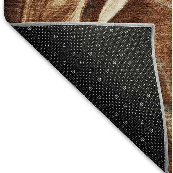 Rust Ivory And Beige Abstract Washable Area Rug With UV Protection Photo 6