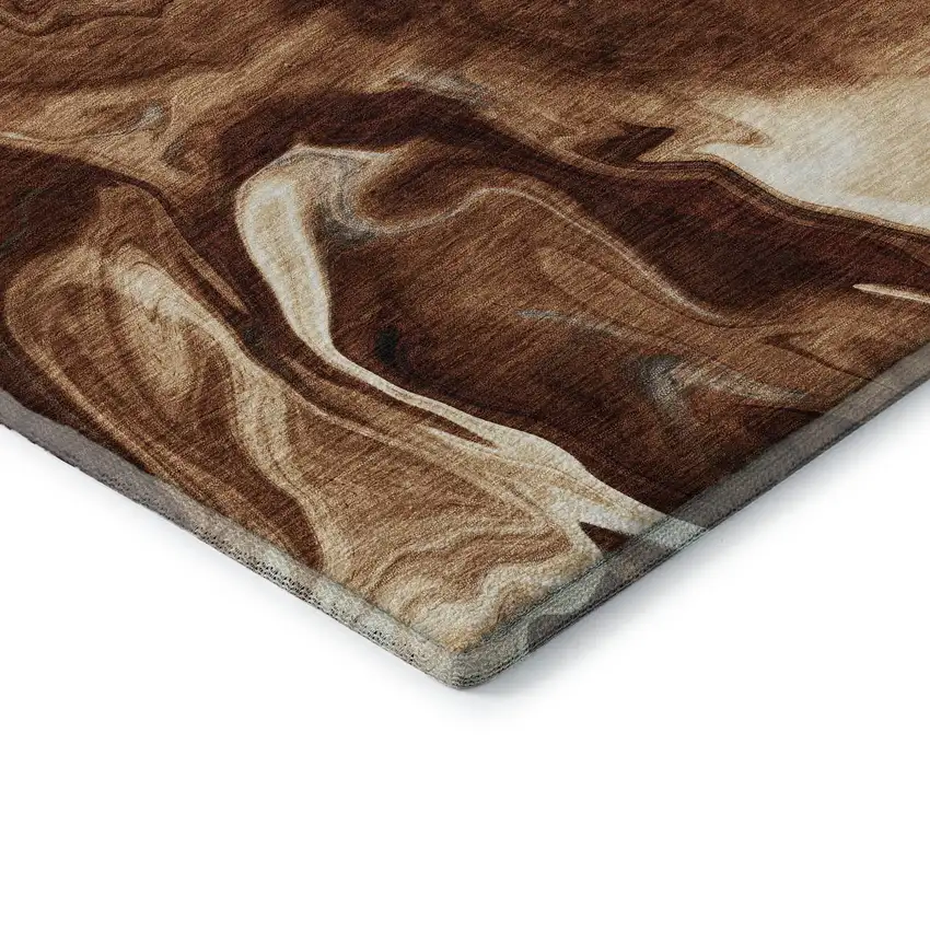 Rust Ivory And Beige Abstract Washable Area Rug With UV Protection Photo 8