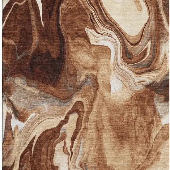 Rust Ivory And Beige Abstract Washable Area Rug With UV Protection Photo 3