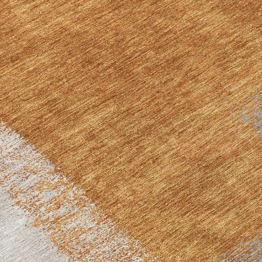 Rust Ivory And Blue Abstract Washable Indoor Outdoor Area Rug Photo 7