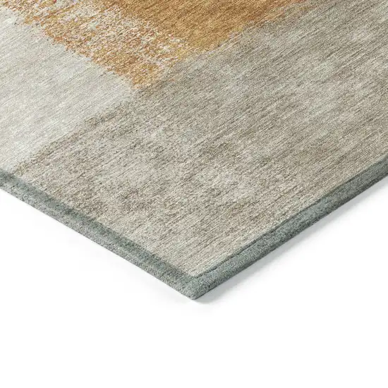 Rust Ivory And Blue Abstract Washable Indoor Outdoor Area Rug Photo 6