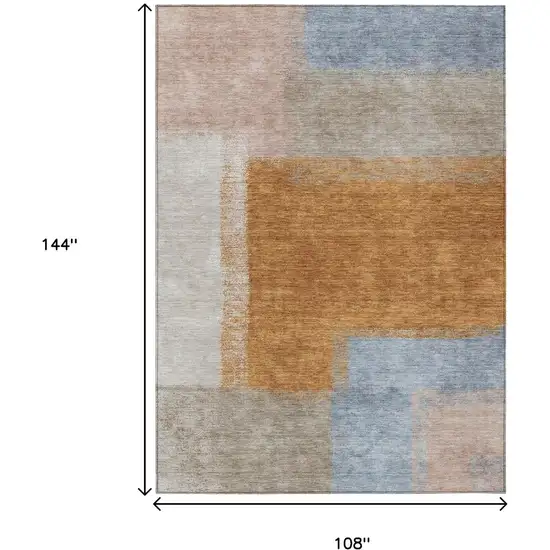 Rust Ivory And Blue Abstract Washable Indoor Outdoor Area Rug Photo 3