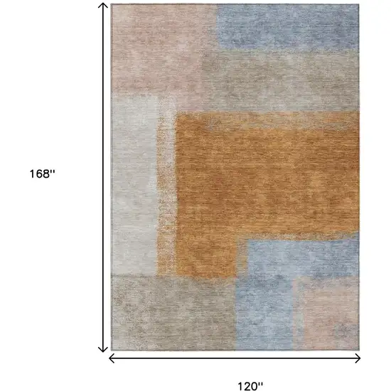 Rust Ivory And Blue Abstract Washable Indoor Outdoor Area Rug Photo 3