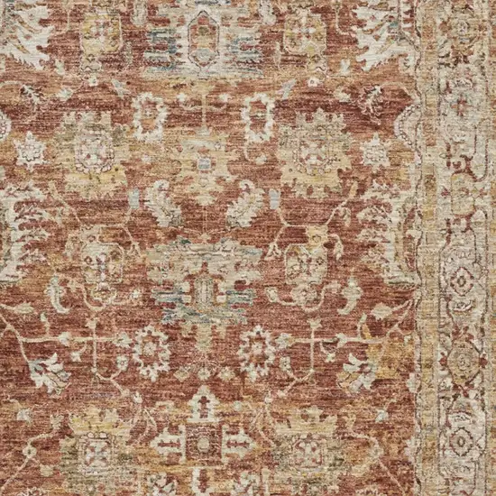 Rust Ivory And Blue Geometric Distressed Area Rug Photo 5