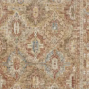 Photo of Rust Ivory And Blue Geometric Distressed Area Rug