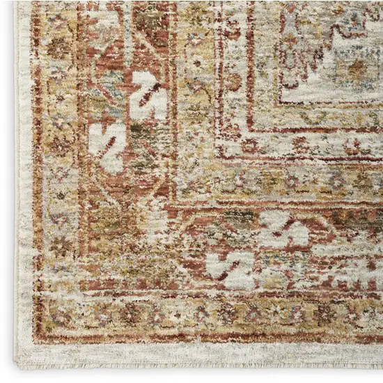 Rust Ivory And Blue Geometric Distressed Area Rug Photo 9