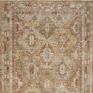 Photo of Rust Ivory And Blue Geometric Distressed Area Rug