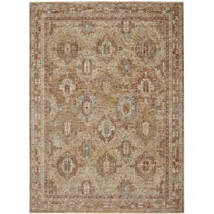 Photo of Rust Ivory And Blue Geometric Distressed Area Rug