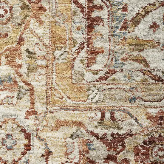 Rust Ivory And Blue Geometric Distressed Area Rug Photo 2